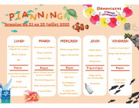 Plannings vacances été élémentaires du 21 juillet au 1er aout 2025