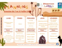 Plannings vacances été élémentaires du 7 au 18 juillet 2025