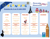 Plannings vacances été semaine du 11 au 15 août 2025