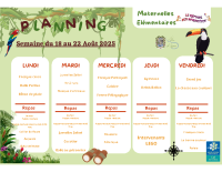 Plannings vacances été semaine du 18 au 22 août 2025